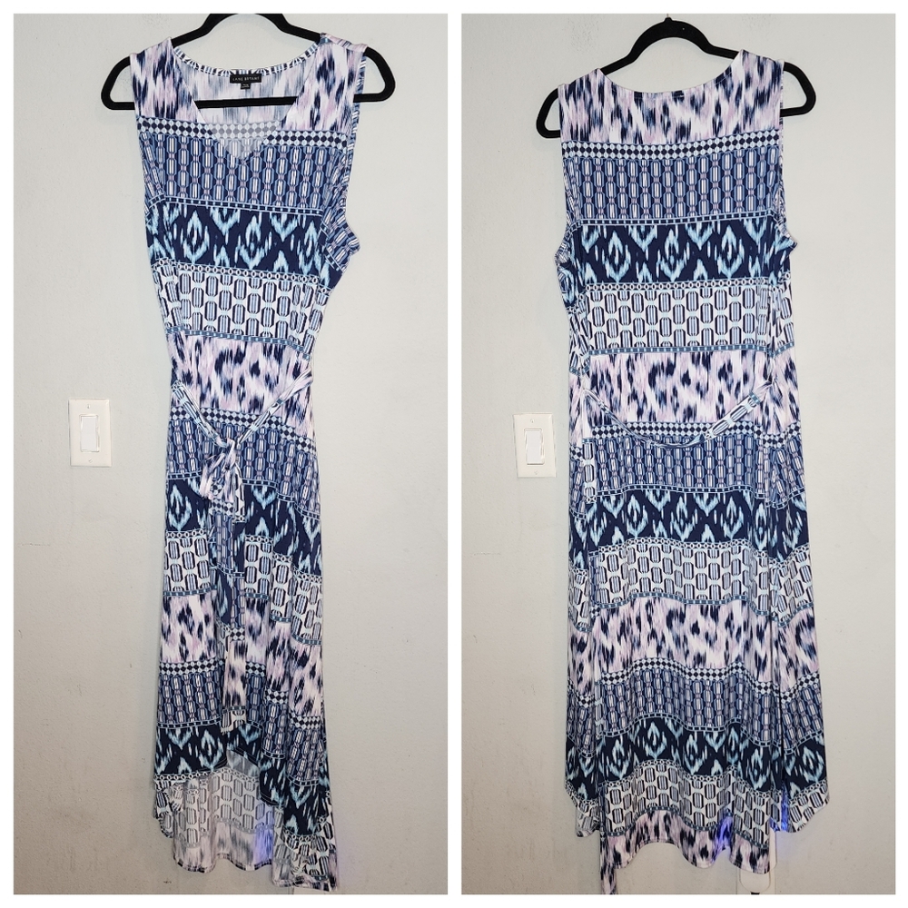Lane Bryant Sleeveless Belted High-Low Midi Dress Stretchy Blue Pink 18/20 2X - Picture 13 of 14
